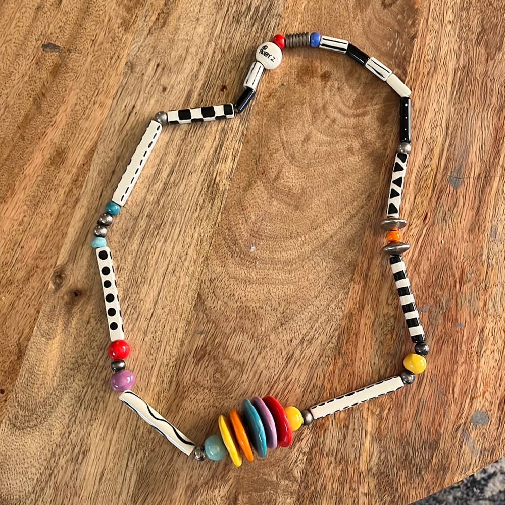 Vintage Ruby Z Ceramic Bead Necklace